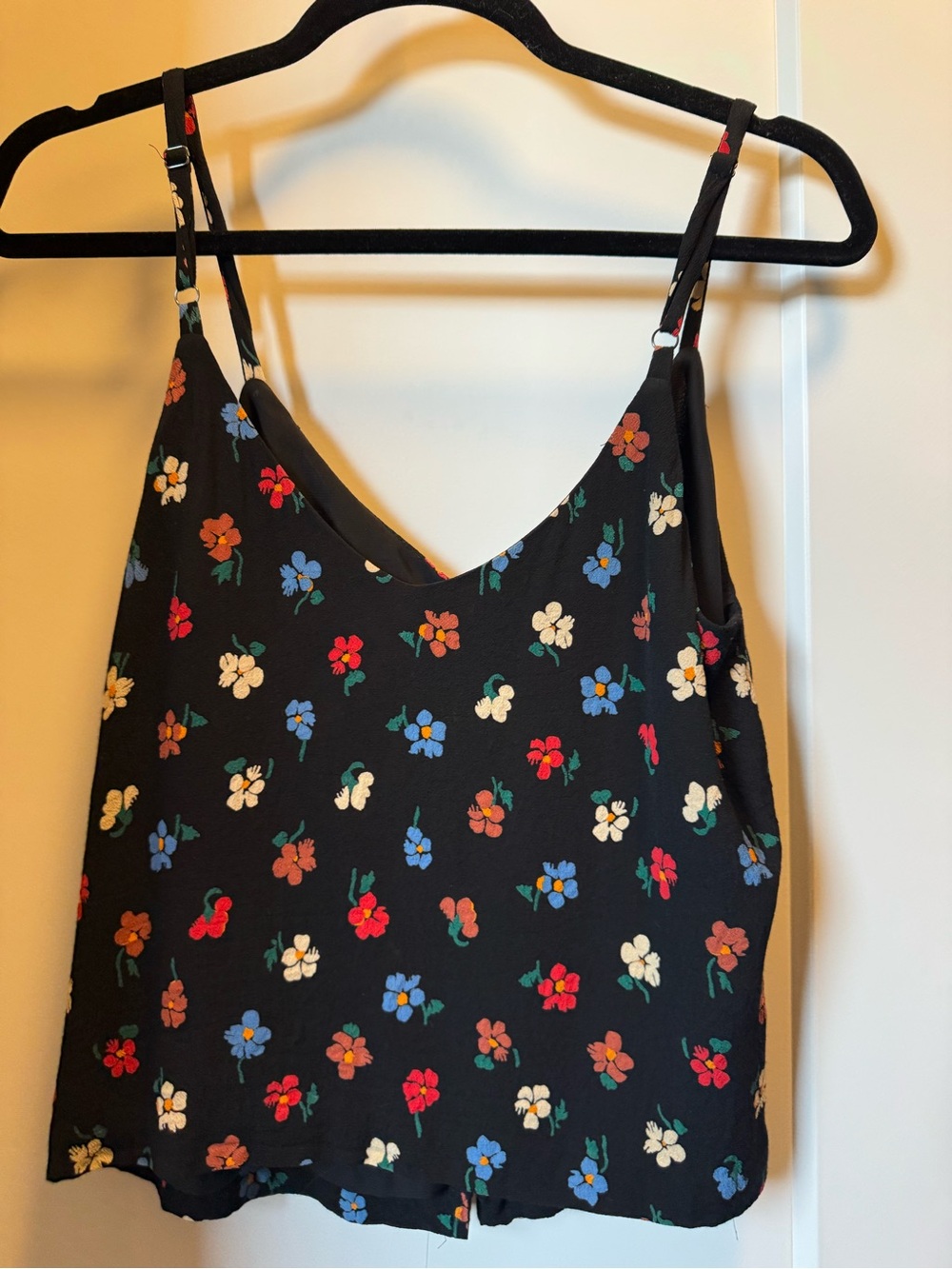 Madewell Black Floral Top with Multicolor Print